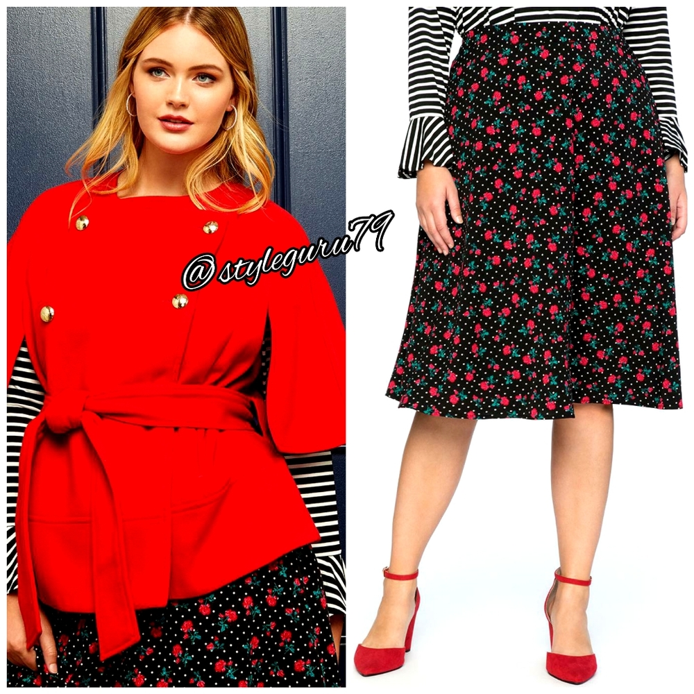 Draper James for ELOQUII, Polka Dot Floral Skirt